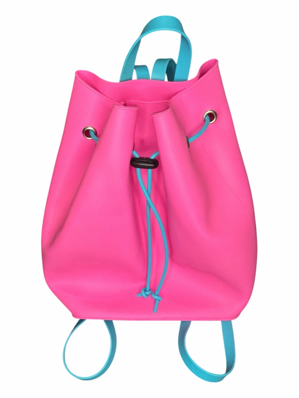 Barbie pink and teal neoprene beach bag small